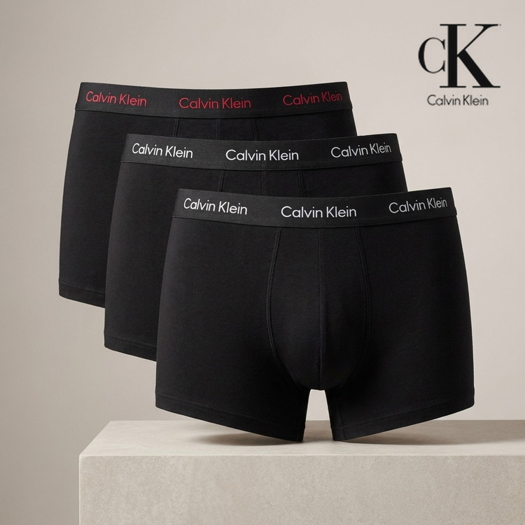 캘빈 클라인 남성 ck 코튼 스트레치 3팩 로우 라이즈 트렁크 3PACK